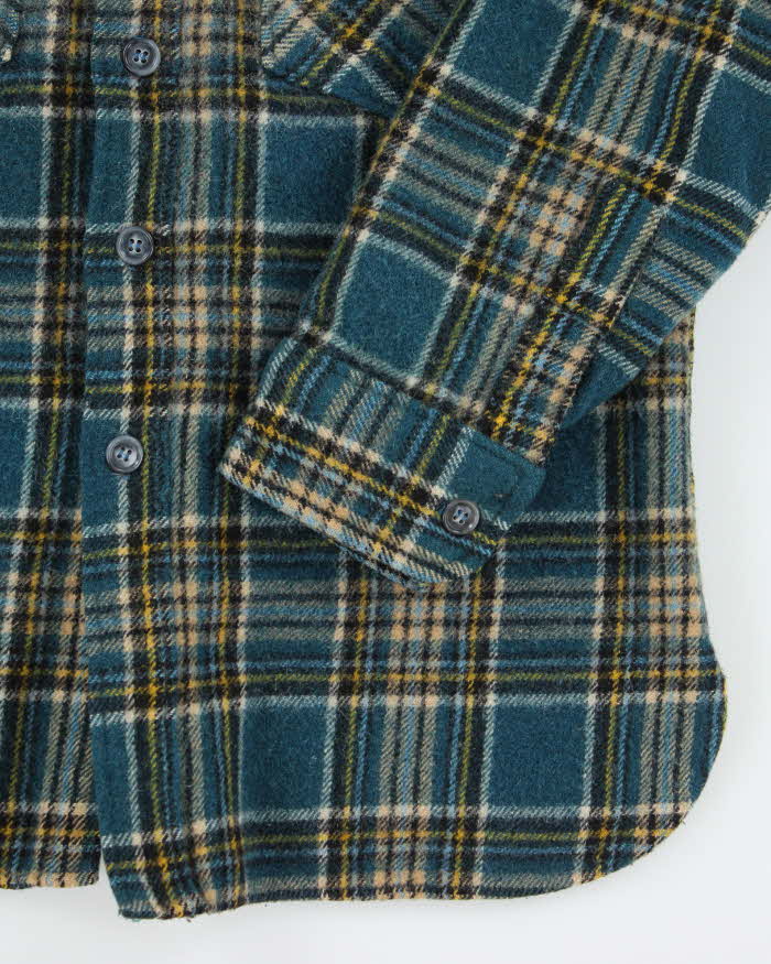 Vintage Woolrich Blue Plaid Wool Button Up Shirt - M