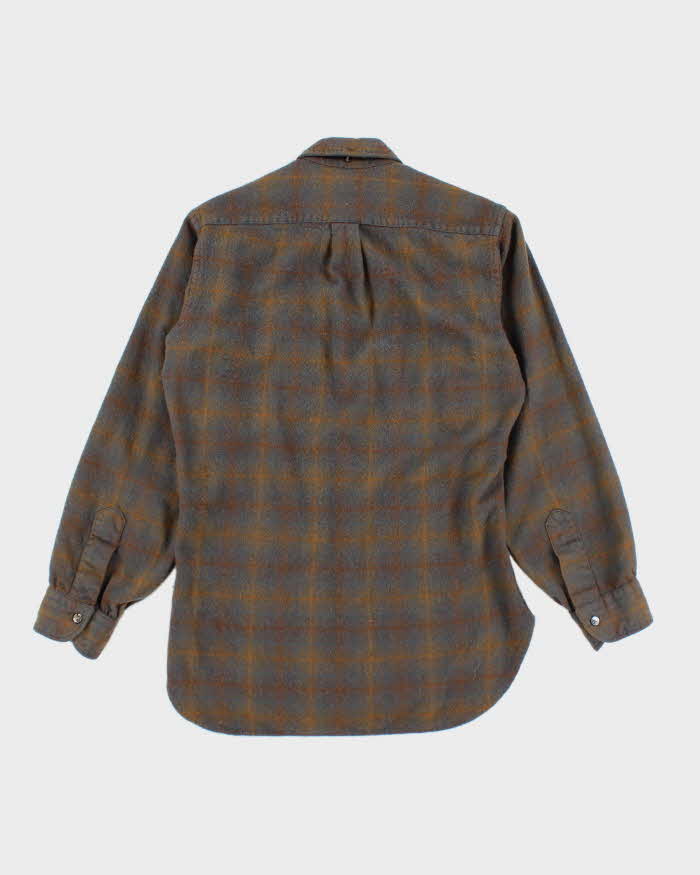 Vintage 80's Pendleton Brown Plaid Wool Shirt - M