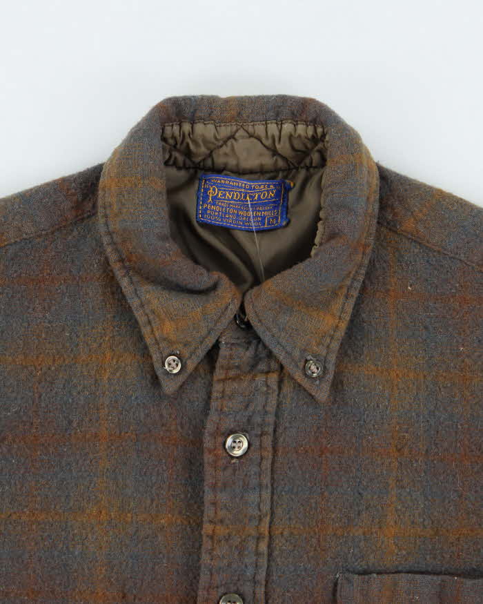 Vintage 80's Pendleton Brown Plaid Wool Shirt - M