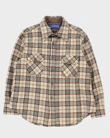 Vintage 80's Brown Plaid Wool Shirt - XL