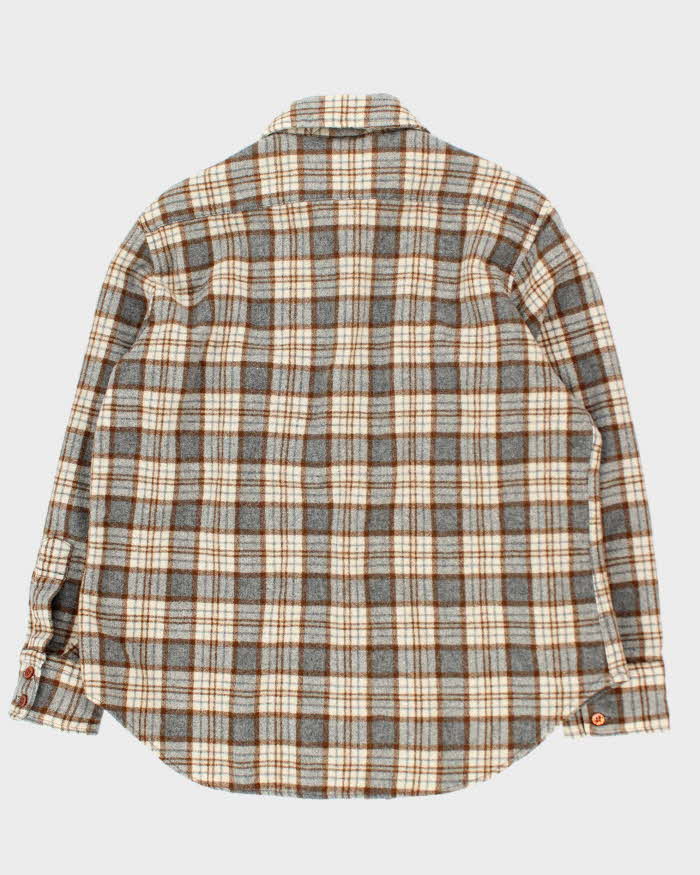Vintage 80's Brown Plaid Wool Shirt - XL