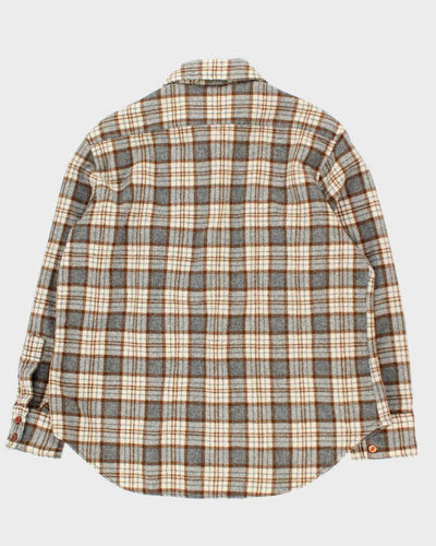 Vintage 80's Brown Plaid Wool Shirt - XL