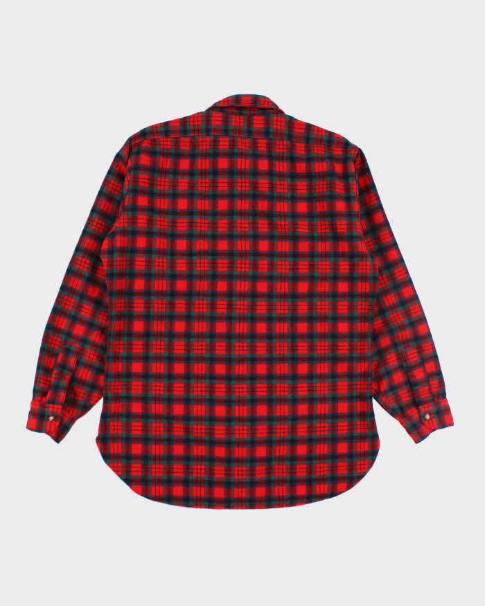Vintage 70's Pendleton Red Plaid Wool Shirt - L