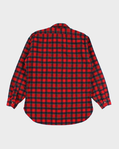 Vintage 70's Pendleton Red Plaid Wool Shirt - L