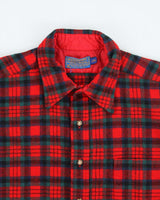 Vintage 70's Pendleton Red Plaid Wool Shirt - L