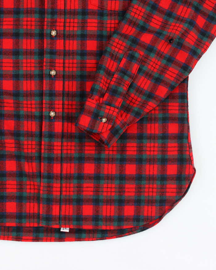 Vintage 70's Pendleton Red Plaid Wool Shirt - L