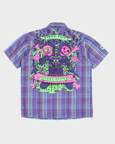 Vintage Y2K Iron Fist Graphic Printed Short Sleeve Shirt - M