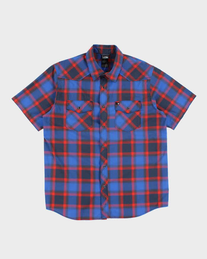 Vintage The North Face Plaid Short Sleeve Snap Button Shirt - M
