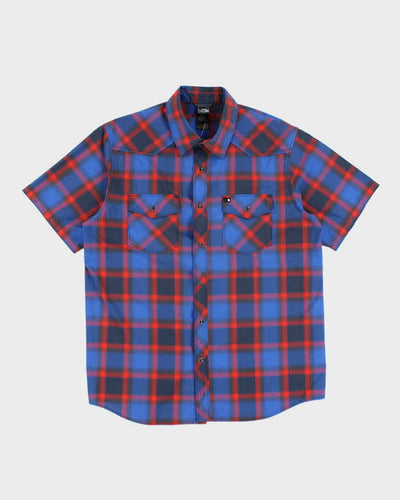 Vintage The North Face Plaid Short Sleeve Snap Button Shirt - M