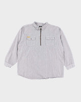 Vintage 90's Prison Blues Oversized Pin Striped Half Zip Shirt - XXXL