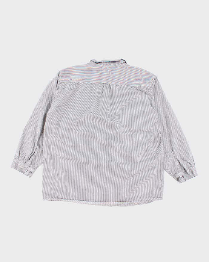 Vintage 90's Prison Blues Oversized Pin Striped Half Zip Shirt - XXXL