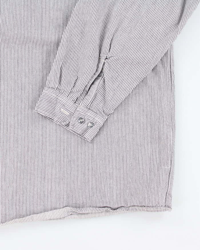 Vintage 90's Prison Blues Oversized Pin Striped Half Zip Shirt - XXXL