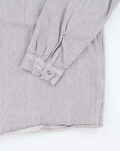 Vintage 90's Prison Blues Oversized Pin Striped Half Zip Shirt - XXXL