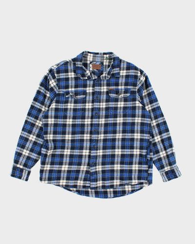 Vintage Orvis Heavyweight Blue Plaid Flannel Shirt - XL