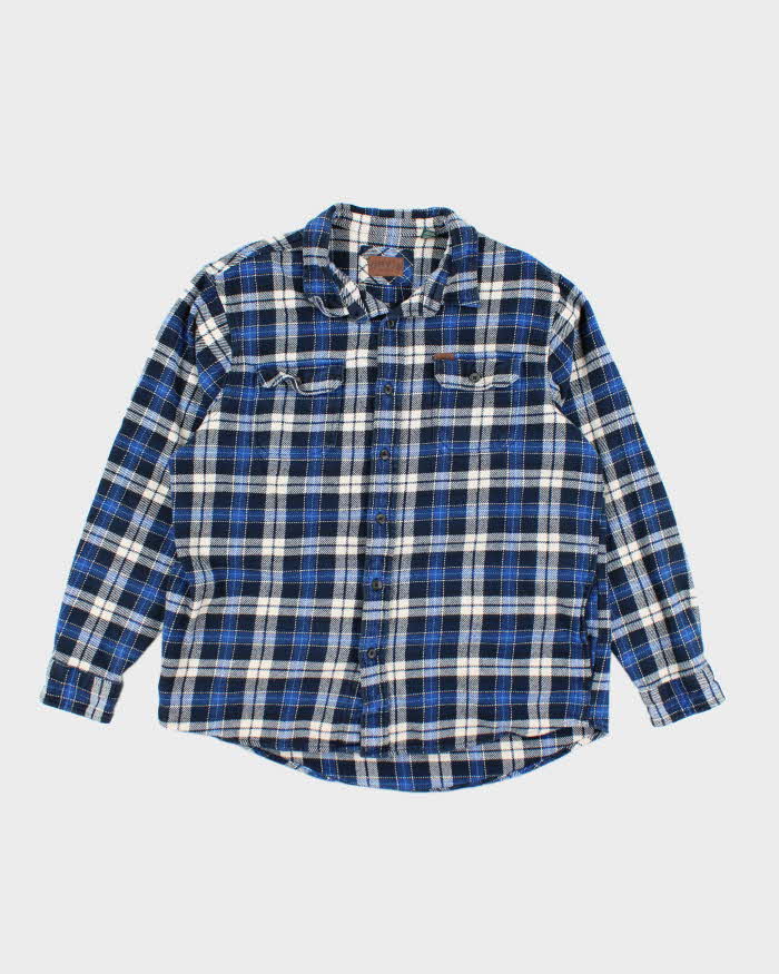 Vintage Orvis Heavyweight Blue Plaid Flannel Shirt - XL