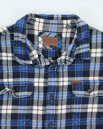 Vintage Orvis Heavyweight Blue Plaid Flannel Shirt - XL