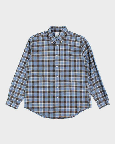 Vintage Brooks Brothers Blue Checked Flannel Shirt - L