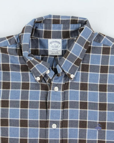 Vintage Brooks Brothers Blue Checked Flannel Shirt - L