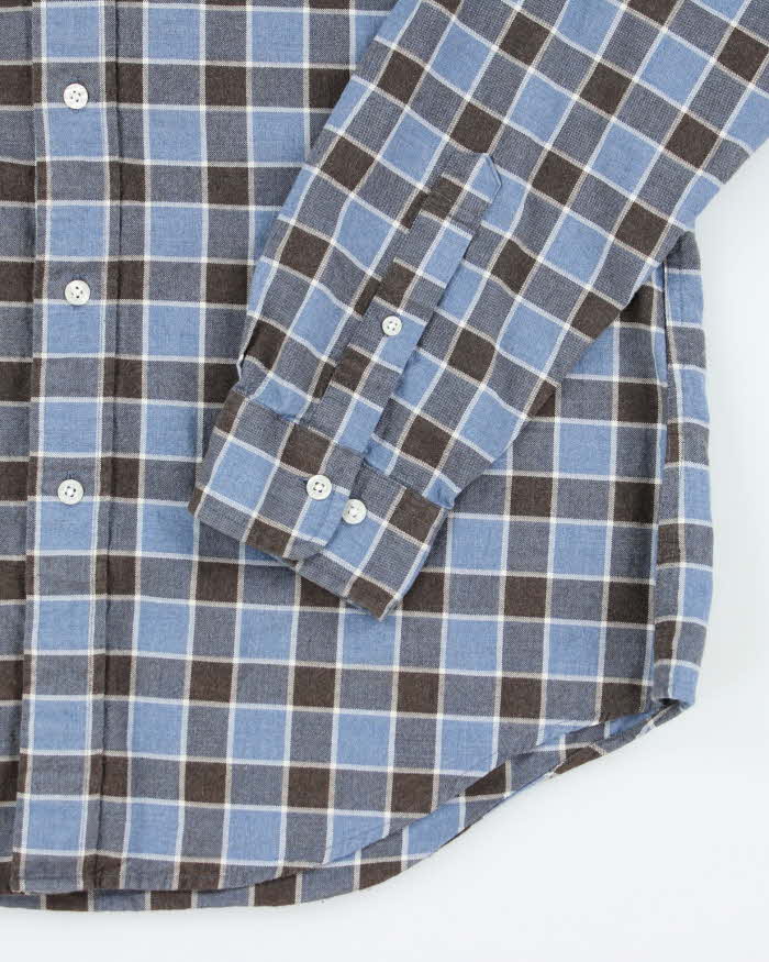 Vintage Brooks Brothers Blue Checked Flannel Shirt - L