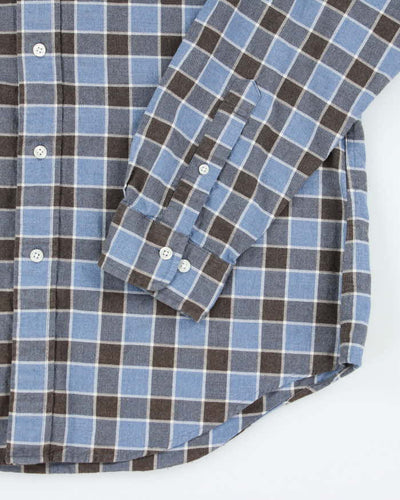 Vintage Brooks Brothers Blue Checked Flannel Shirt - L
