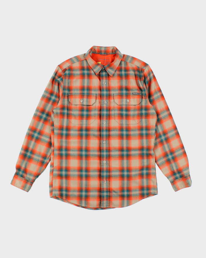 Eddie Bauer Orange Check Shirt - S
