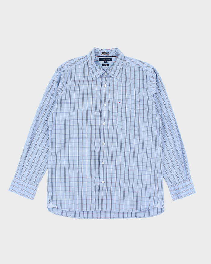 Tommy Hilfiger Blue Checked Long Sleeve Shirt - L