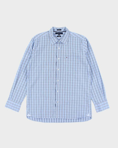 Tommy Hilfiger Blue Checked Long Sleeve Shirt - L
