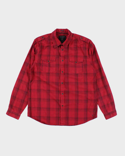 Y2k 00s Guess Red Long Sleeve Shirt - L