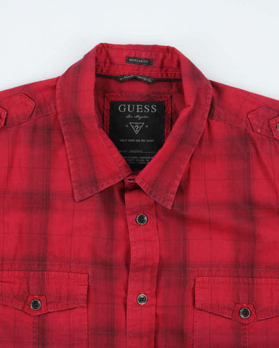 Y2k 00s Guess Red Long Sleeve Shirt - L