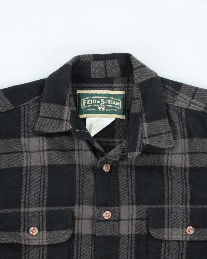 Vintage Field &amp; Stream Heavyweight Shadow Plaid Button Up Flannel Shirt - M