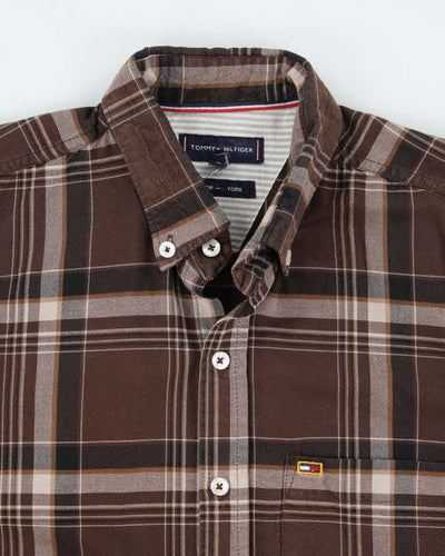 Vintage Tommy Hilfiger Brown Plaid Flannel Shirt - L