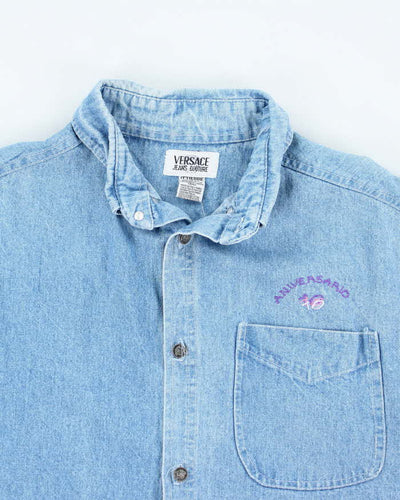 Vintage 90's Versace Embroidered Heavyweight Button Up Shirt - L