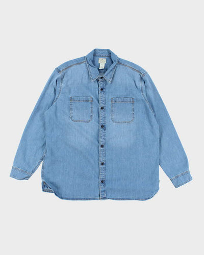 Vintage 90's L.L. Bean Light Wash Denim Button Up Shirt - XL