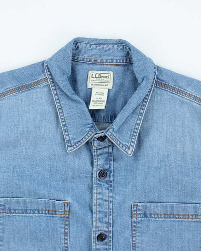 Vintage 90's L.L. Bean Light Wash Denim Button Up Shirt - XL