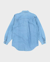 Vintage 90's Pig Embroidered Light Wash Denim Shirt - S