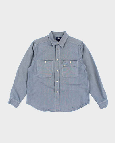 Vintage 90's Stussy Snap Button Light Wash Denim Shirt - S