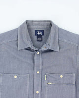 Vintage 90's Stussy Snap Button Light Wash Denim Shirt - S