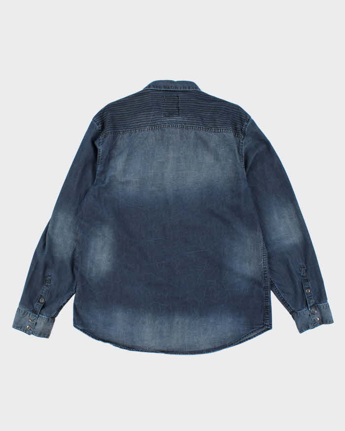 Vintage Y2K Guess Stone Wash Dark Denim Shirt - XL