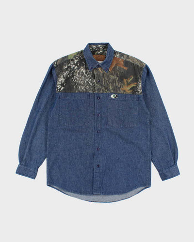 Vintage 2000's Mossy Oak Camo Dark Wash Denim Shirt - M