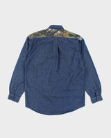 Vintage 2000's Mossy Oak Camo Dark Wash Denim Shirt - M