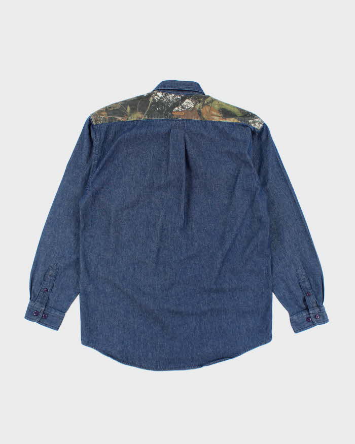 Vintage 2000's Mossy Oak Camo Dark Wash Denim Shirt - M