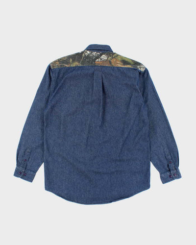 Vintage 2000's Mossy Oak Camo Dark Wash Denim Shirt - M