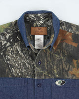 Vintage 2000's Mossy Oak Camo Dark Wash Denim Shirt - M
