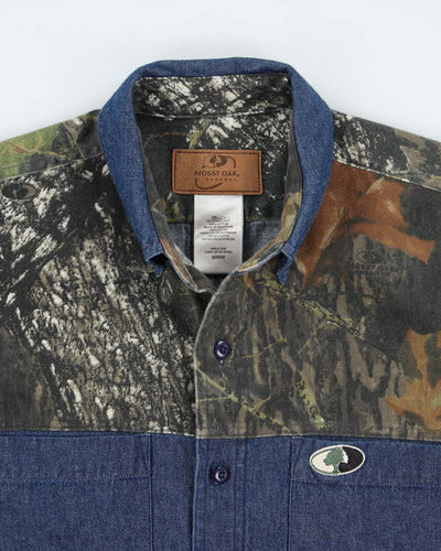 Vintage 2000's Mossy Oak Camo Dark Wash Denim Shirt - M