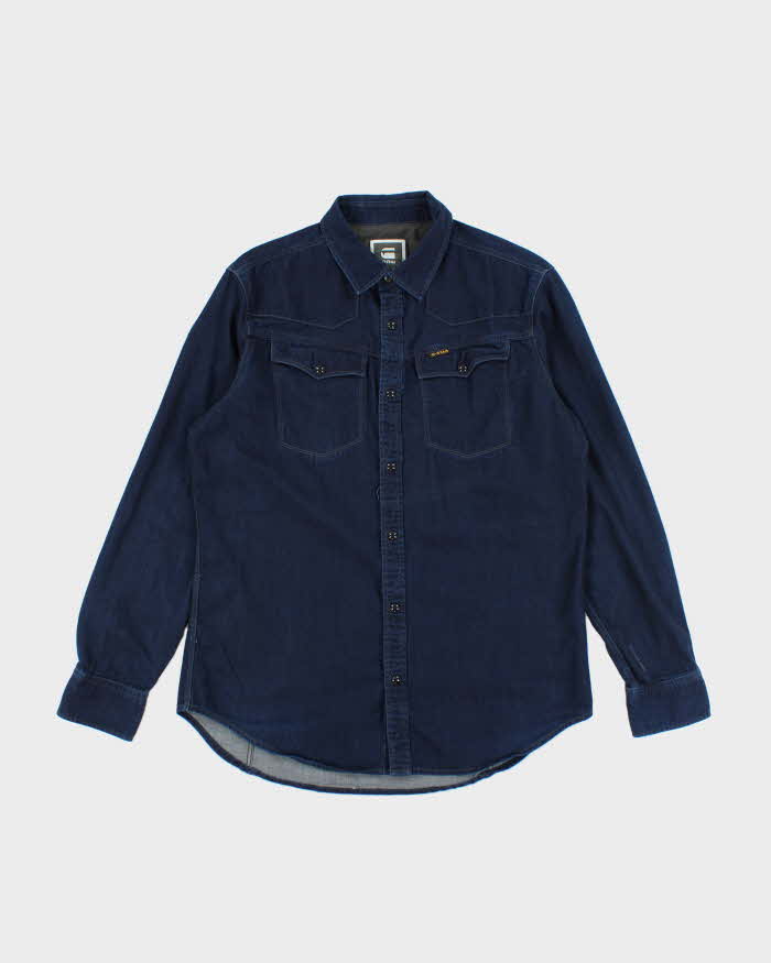 Vintage Y2K G-Star Raw Oversized Dark Wash Denim Shirt - XL