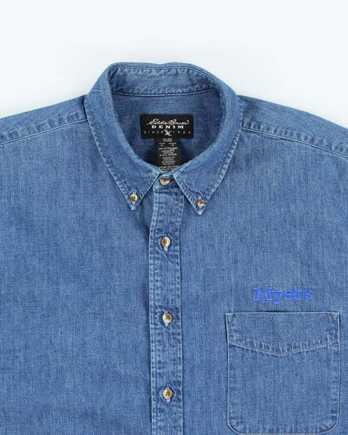 Vintage Eddie Bauer Oversized Heavyweight Embroidered Denim Shirt - XL