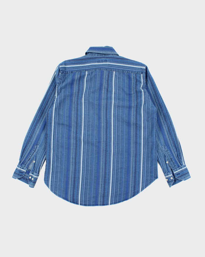 Vintage 90's Etro Striped Mix Wash Denim Shirt - L