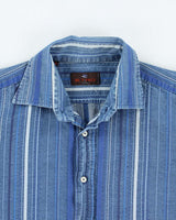 Vintage 90's Etro Striped Mix Wash Denim Shirt - L