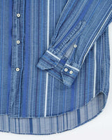 Vintage 90's Etro Striped Mix Wash Denim Shirt - L