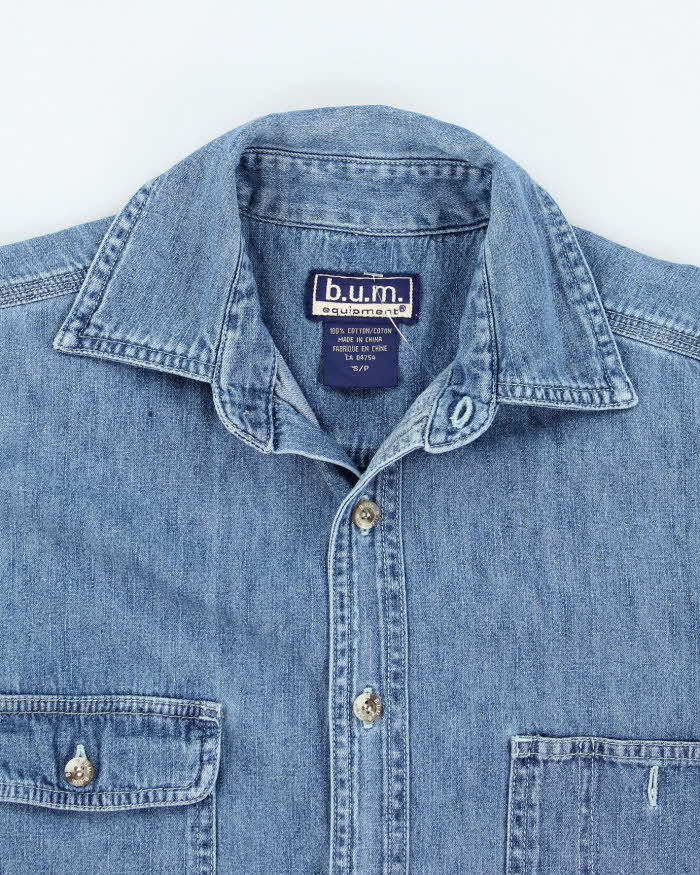 Vintage Y2K B.U.M. Equipment Light Wash Denim Shirt - S